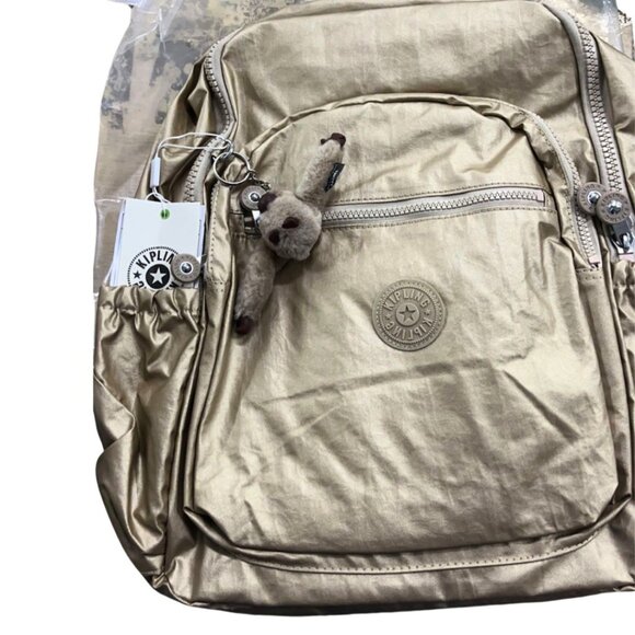 brand new Kipling reduced Large 44cm 15" Laptop Seoul Backpack gold - Picture 8 of 9